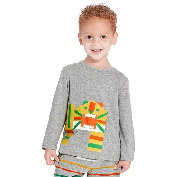 Target Christian Robinson Toddler Tiger Print Long Sleeve T Shirt Gray Size 4T - Picture 1 of 5